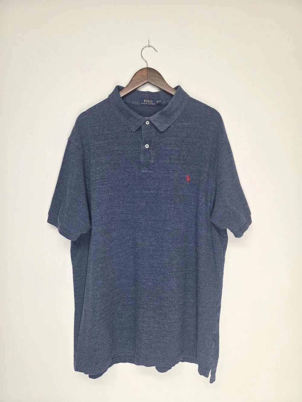 Polo Ralph Lauren 2XLT Tall Heather Navy Polo Shirt Cotton Mesh